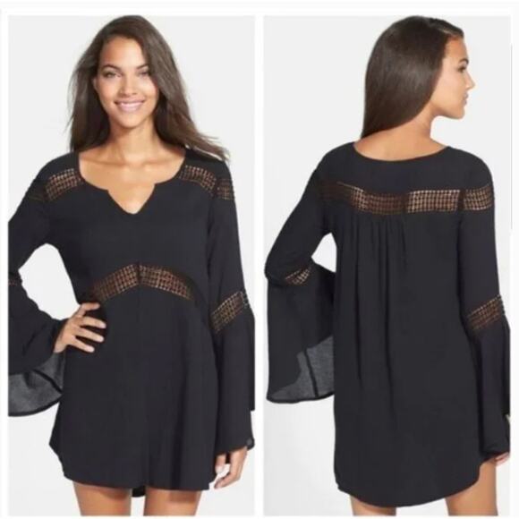 L*Space Bloomfield Swim Cover Up Tunic Cotton Dress Black Size Large Beach Pool - Picture 15 of 15